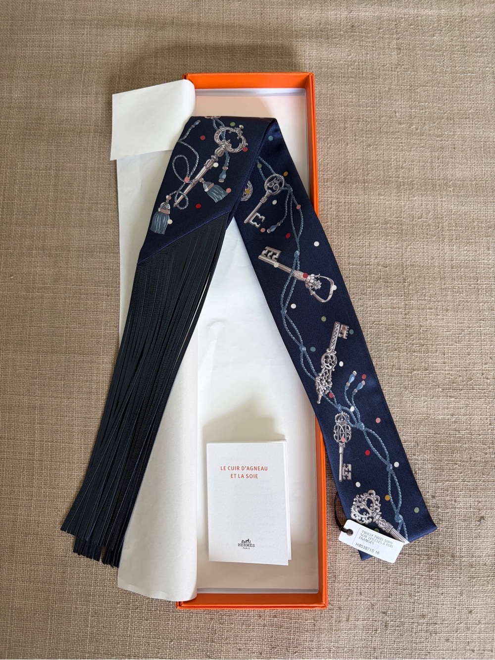 Hermes Leather Fringes Twilly